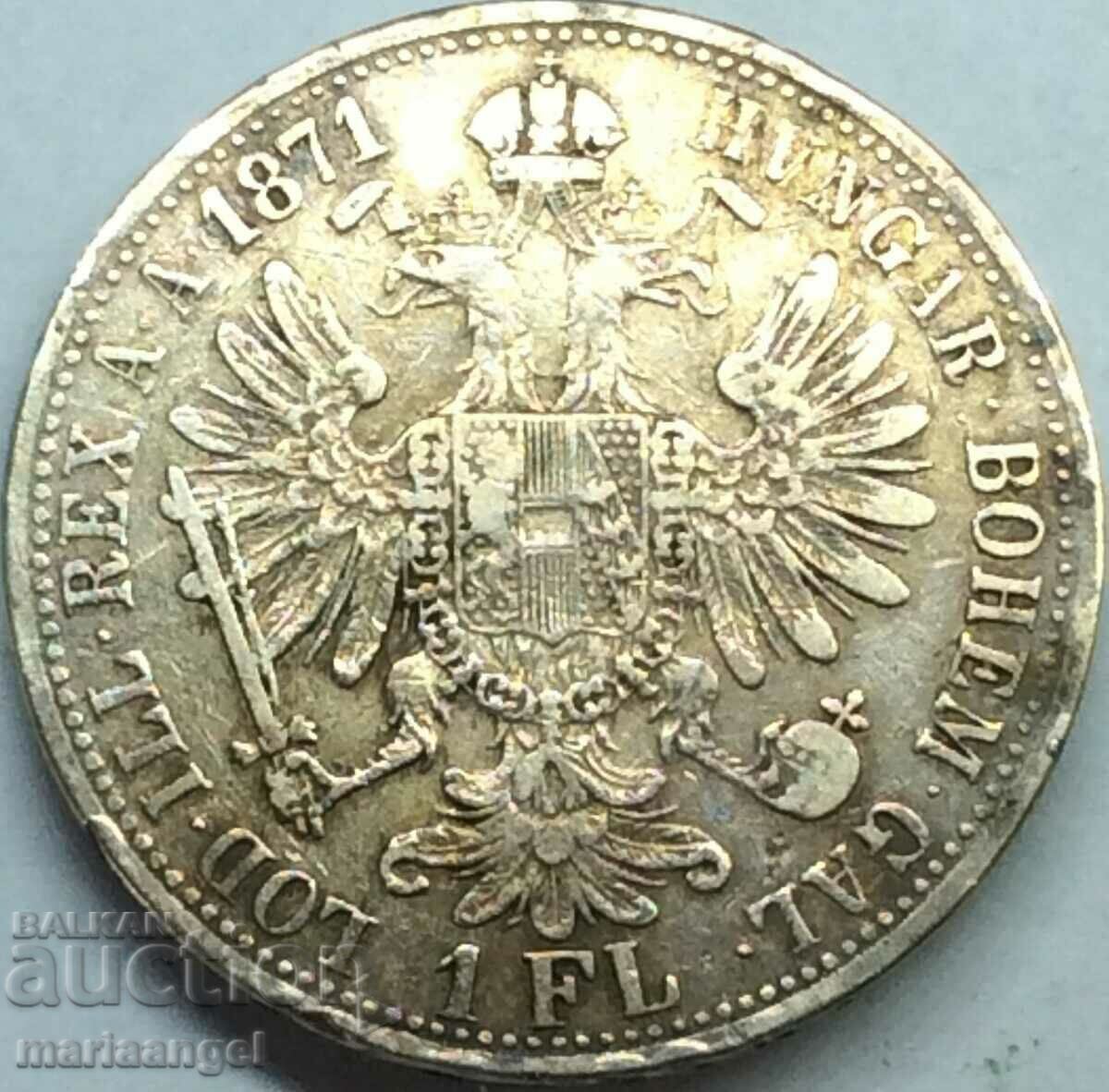 1 флорин 1871 Австрия Франц Йозеф 1848 - 1916 Ag RARE!!!