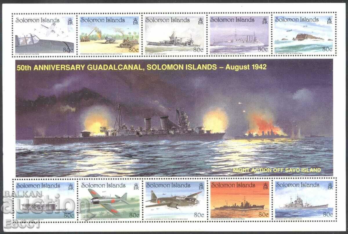 Foaie de timbre curate Nave Avioane 1992 din Insulele Solomon