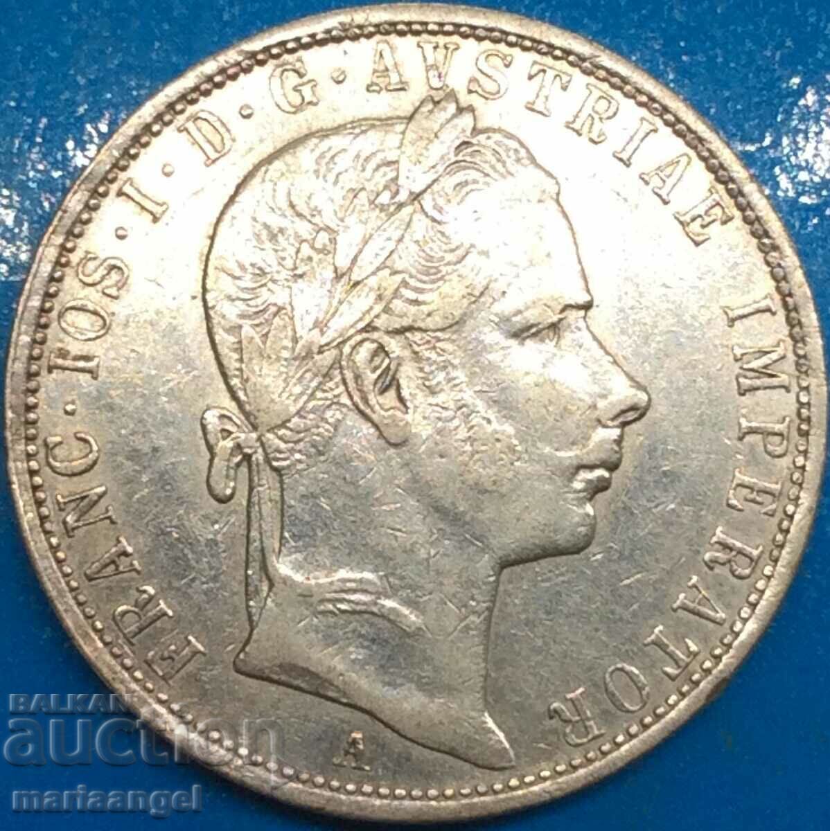 Austria 1 florin 1858 A - Vienna Franz Josef silver Patina