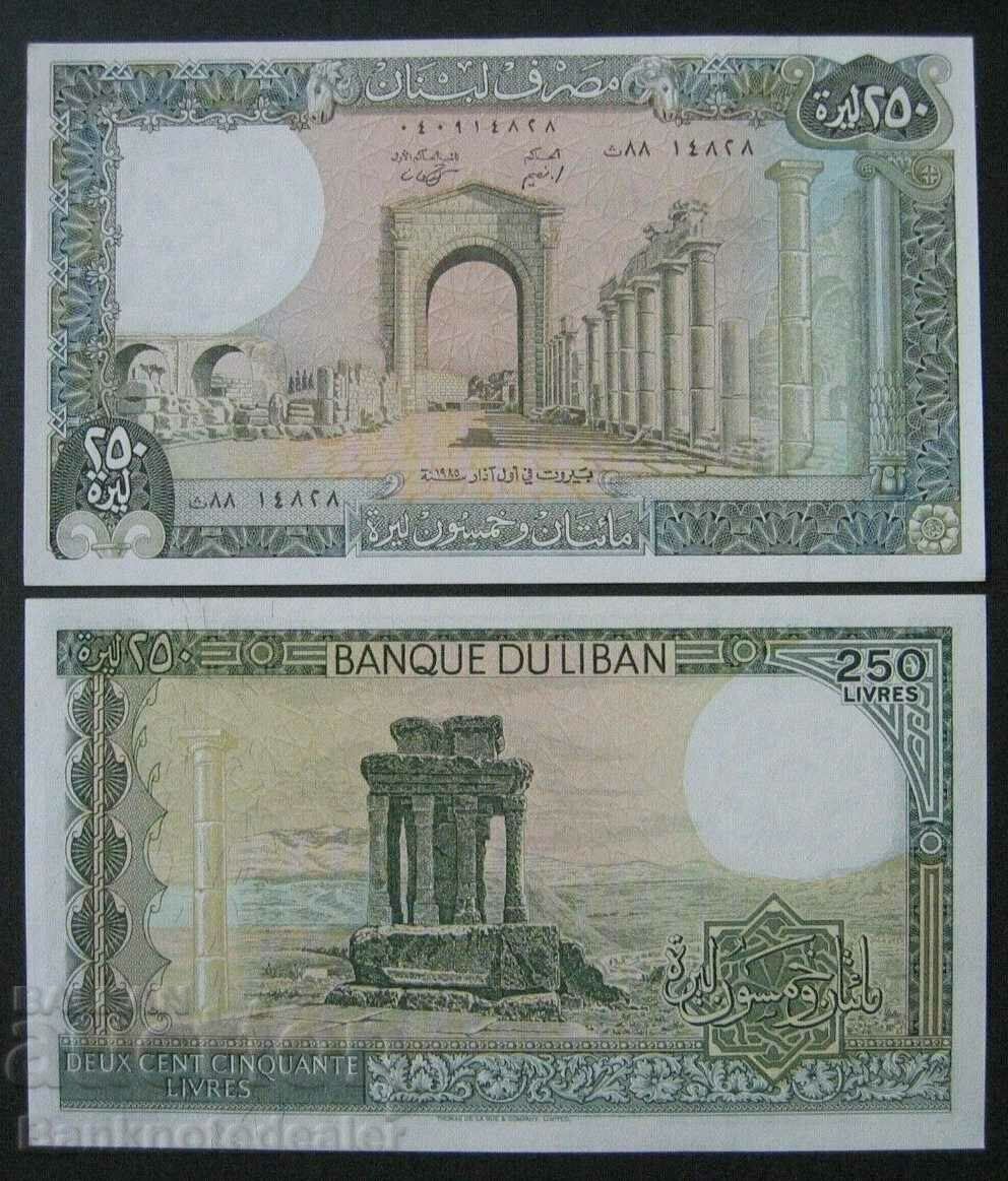 Lebanon Liban 250 Livres 1988 Pick 67 no 4