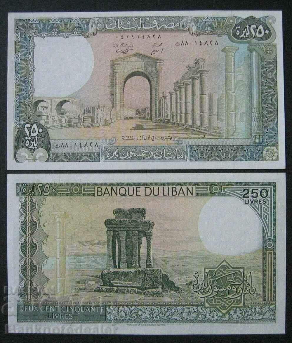 Lebanon Liban 250 Livres 1988 Pick 67 no 6