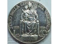 10 lire 1933 - 1934 Vatican Pius al XI-lea Jubileu de argint