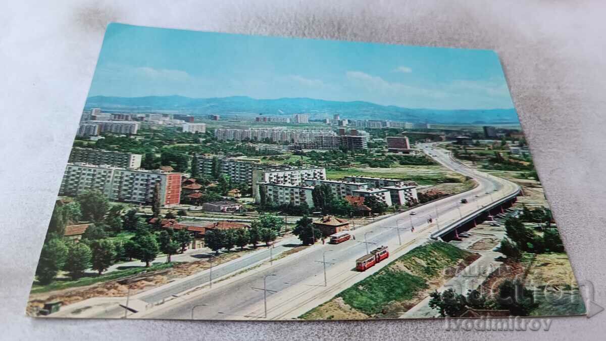 Пощенска картичка София Кварталите Изток и Младост 1973