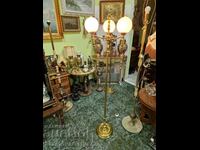 Уникална антикварна английска бронзова подова лампа