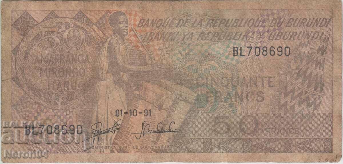 50 франка 1991, Бурунди