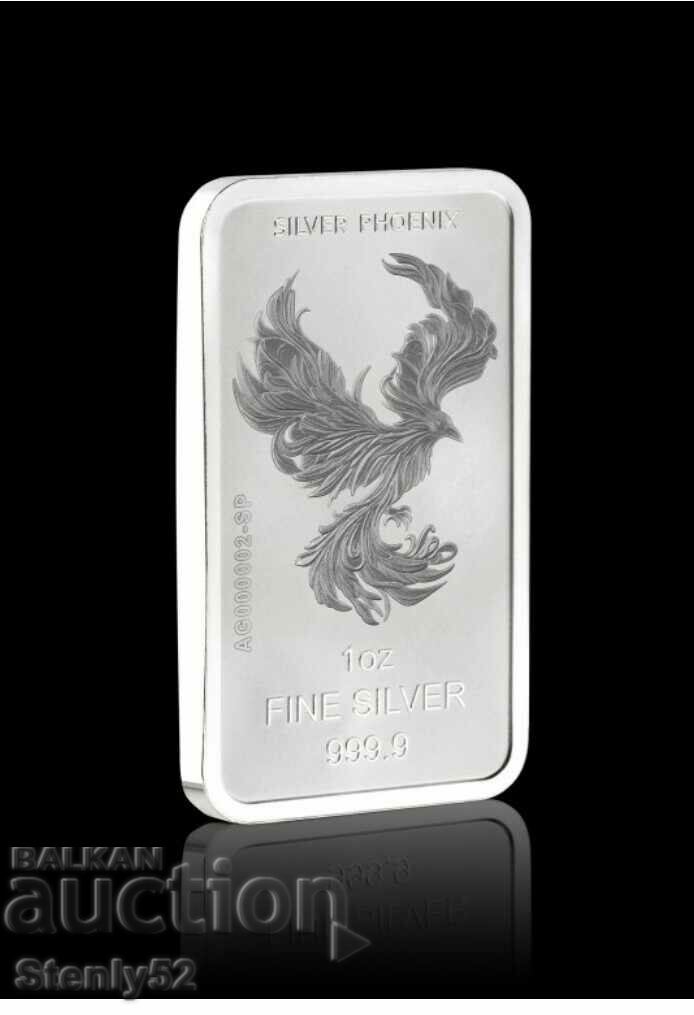Silver bar with the mythical Phoenix bird 1 oz, 31.10 g.
