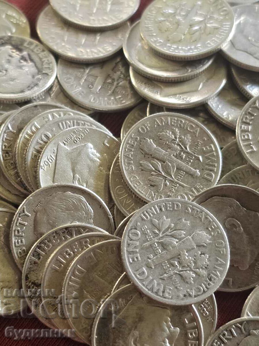 100 Count Monede de argint 1 DIME.BZC