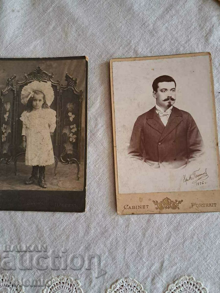 Old photos on cardboard