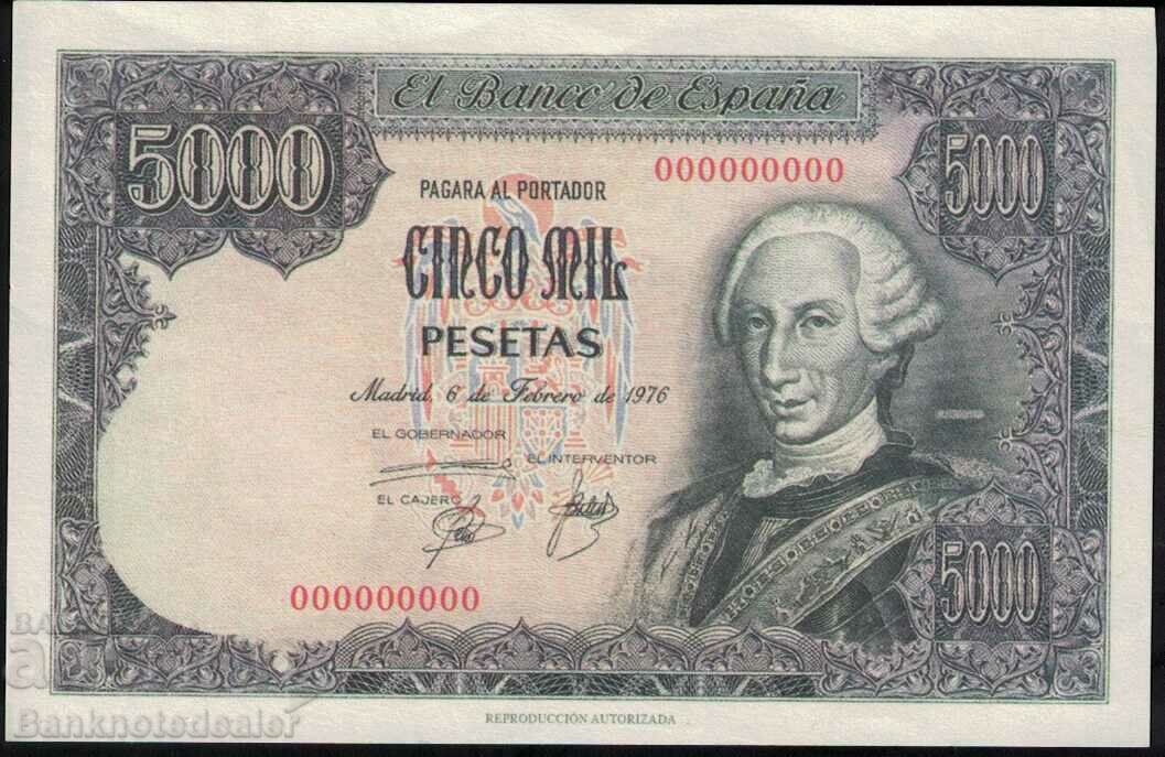 Spania 5000 Pesetas 1976 copie bancnotă
