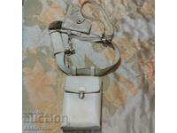 Retro belt white with holster and bag Militia 80s