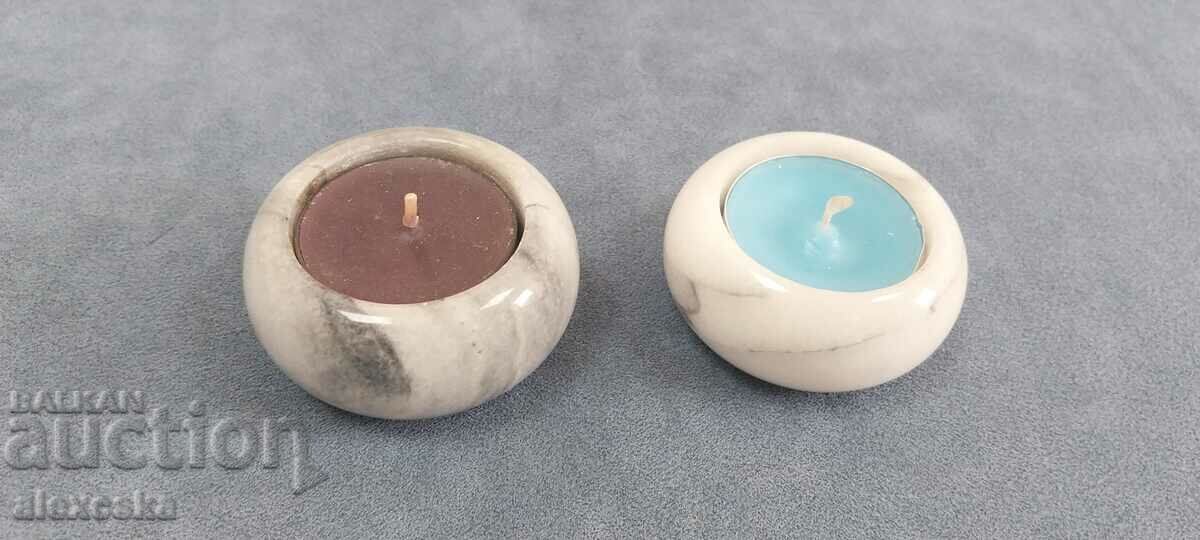 Комплект свещници - Мрамор с цена 22.00 лв. | € 11.25 Комплект свещници - Мрамор с цена 22.00 лв. | € 11.25