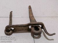 Old carved wrought iron padlock primitive chain
