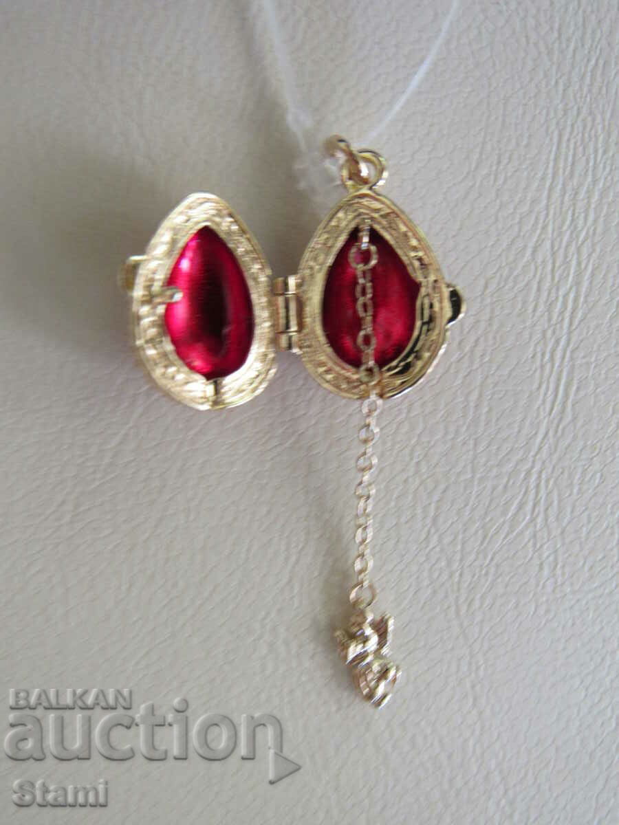 Colier cu pandantiv de dama rafinat - ou Faberge, nou - 6