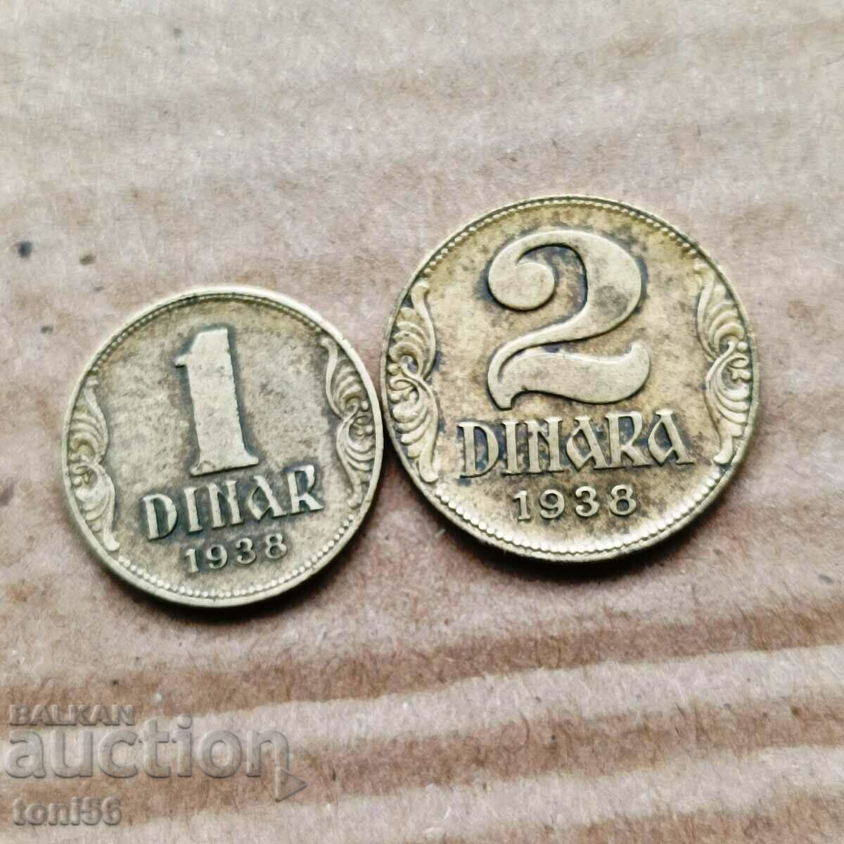 Iugoslavia - 1 + 2 dinari 1938