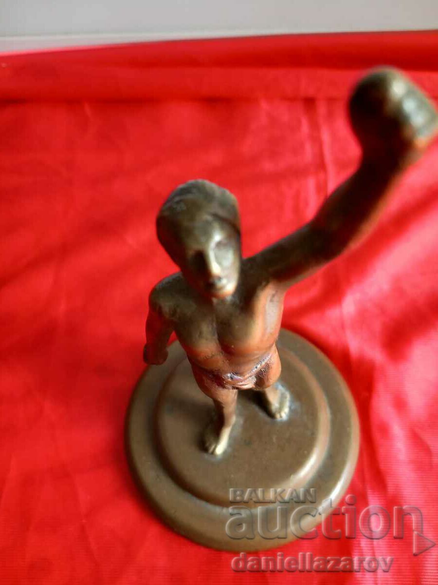 Auction Old Small Bronze Plastic, Statuette ATHLETE 1930s Auction Old Small Bronze Plastic, Statuette ATHLETE 1930s