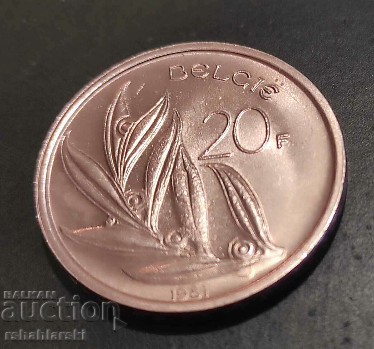 Coin Belgium 20 francs, 1981