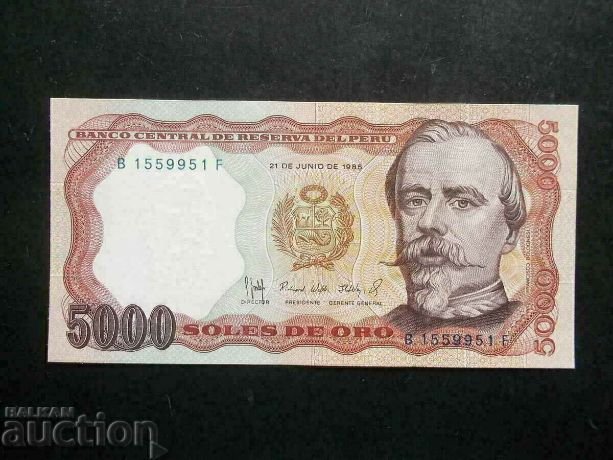 ПЕРУ , 5000 сола , 1985 , UNC