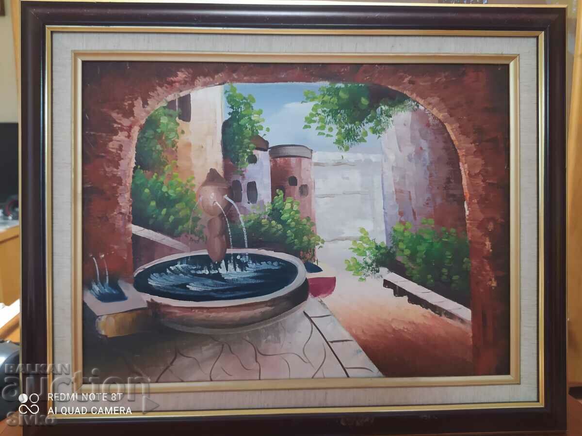 Картина масло платно градския фонтан