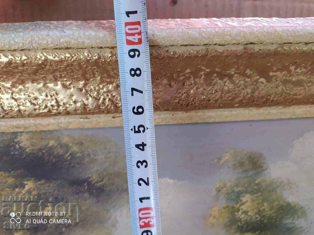 Painting oil canvas lake swans signed 1962 - 5 Painting oil canvas lake swans signed 1962 - 5