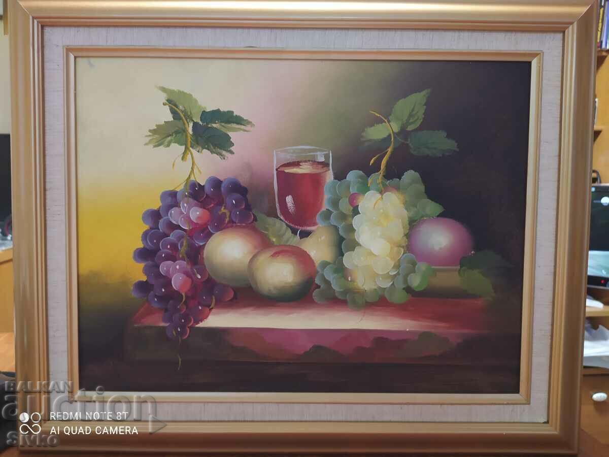 Painting oil canvas fruit and wine Painting oil canvas fruit and wine