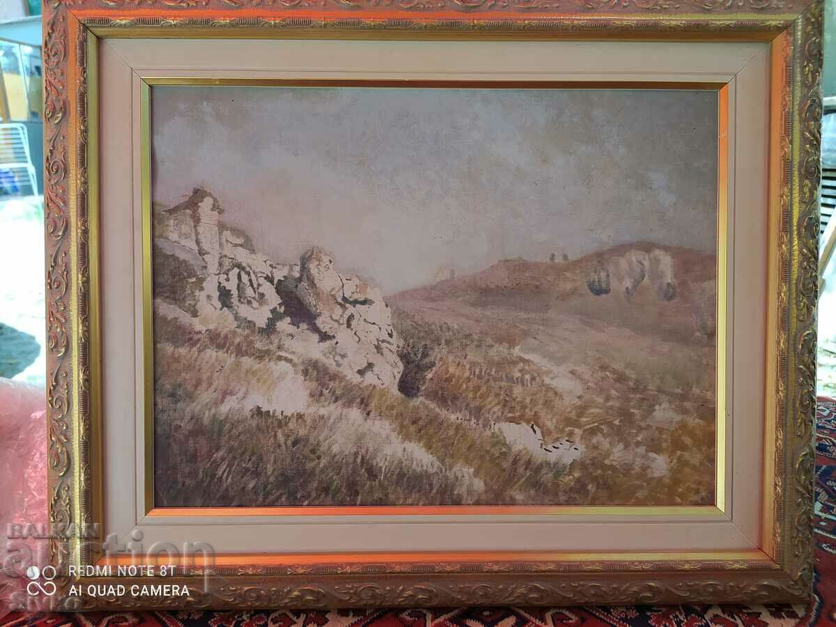 Oil painting on canvas pasted "Landscape from the Iskar Gorge"