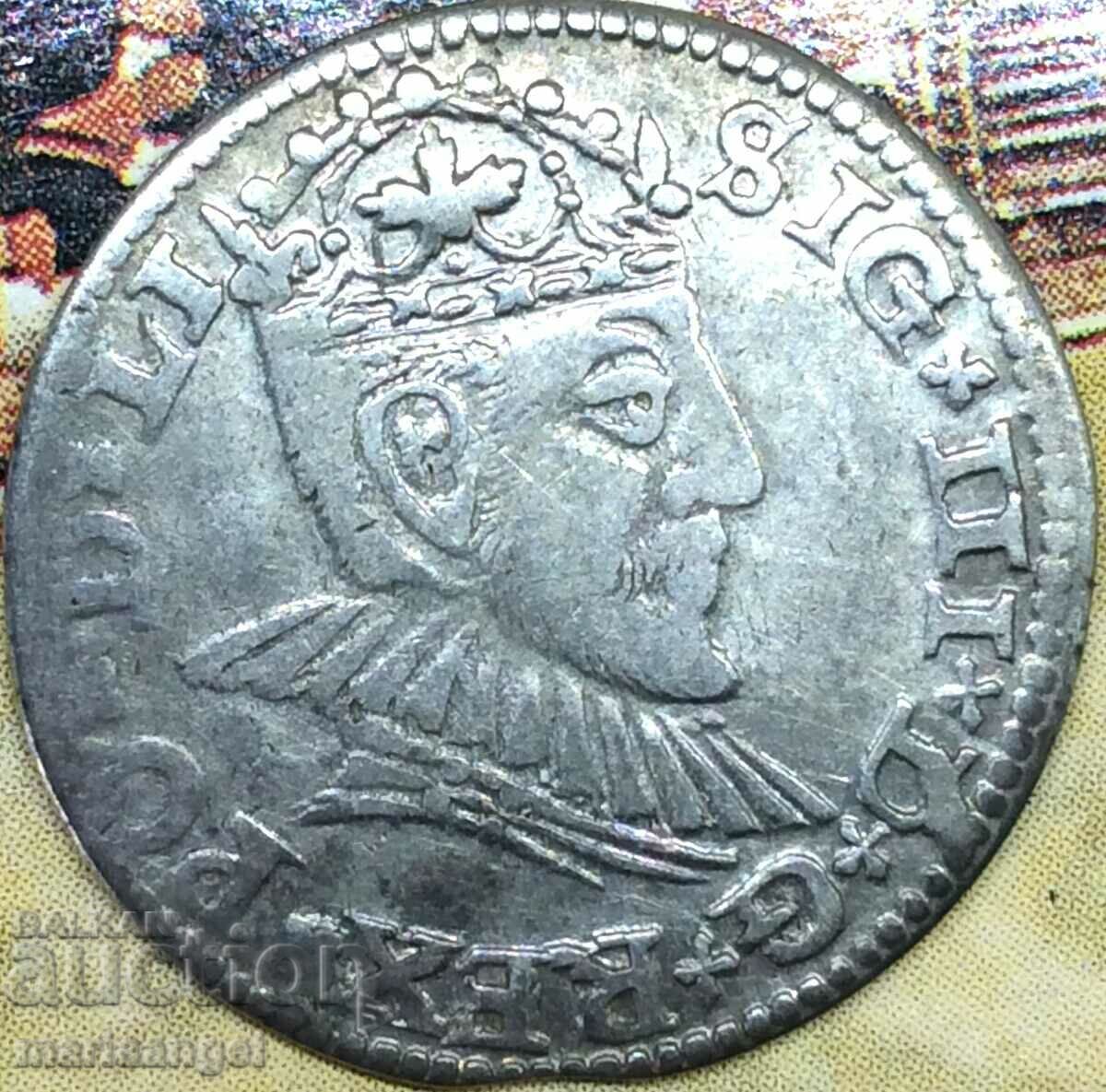 Полша 3 гроша (трояк) 1590 Сигизмунд III сребро - рядка
