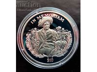 Argint 10 USD în memoria Elisabetei I 2002 Sierra Leone