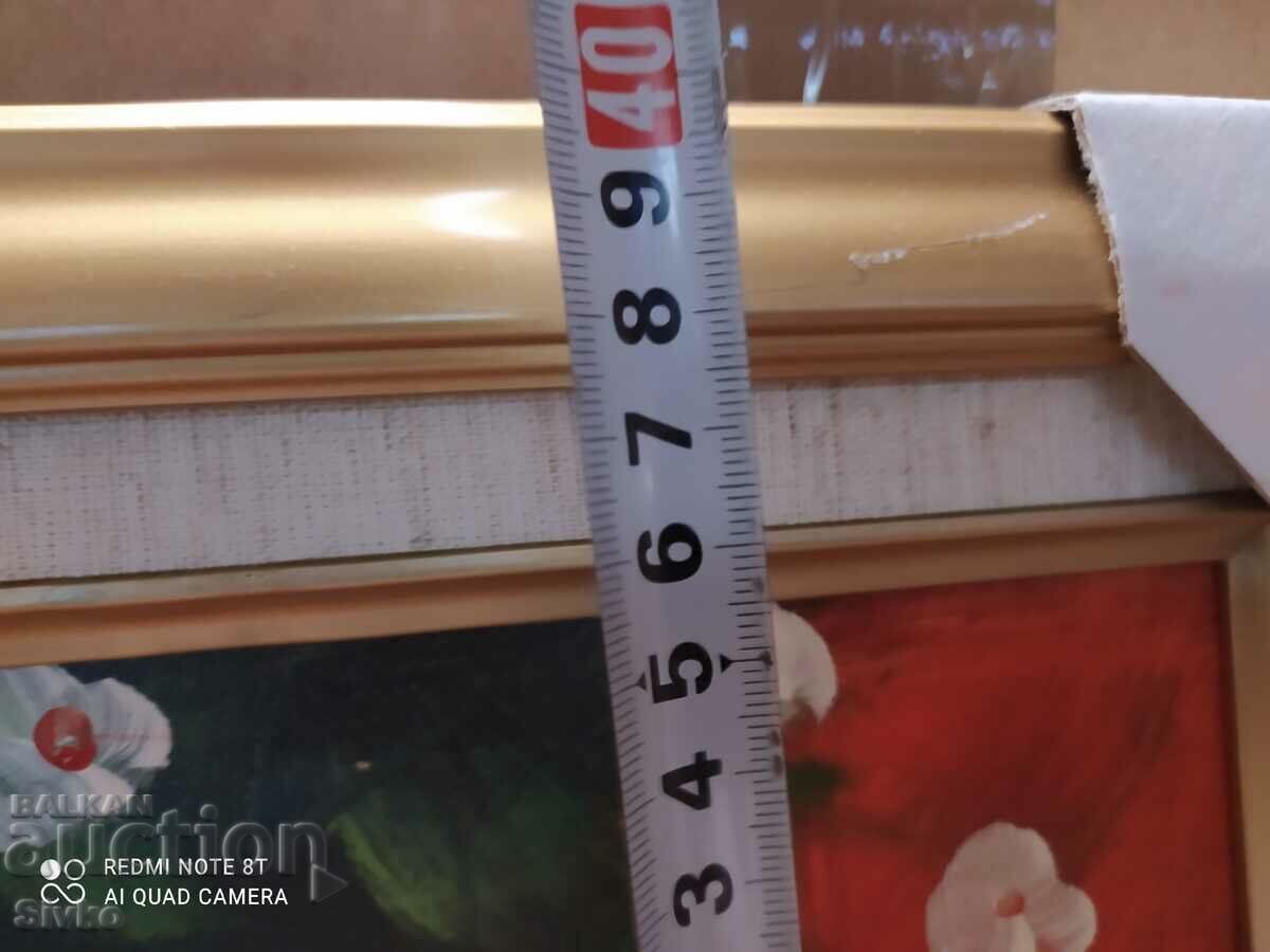 Auction Oil painting canvas vase with flowers and letter Auction Oil painting canvas vase with flowers and letter