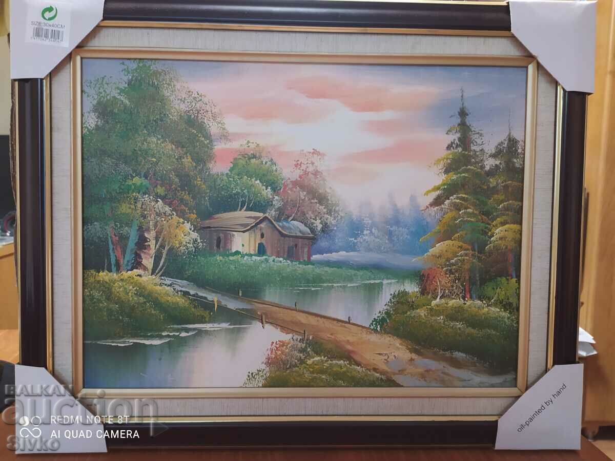 Картина масло платно мостът към дома Картина масло платно мостът към дома