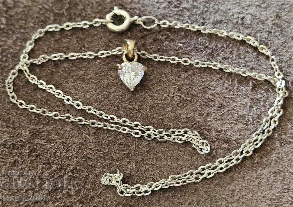 Unique Designer Silver Necklace Crystal Heart Necklace