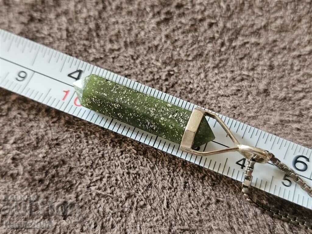 Уникално дизайнерско сребърно колие огърлица с нефрит висулк - 7 Уникално дизайнерско сребърно колие огърлица с нефрит висулк - 7