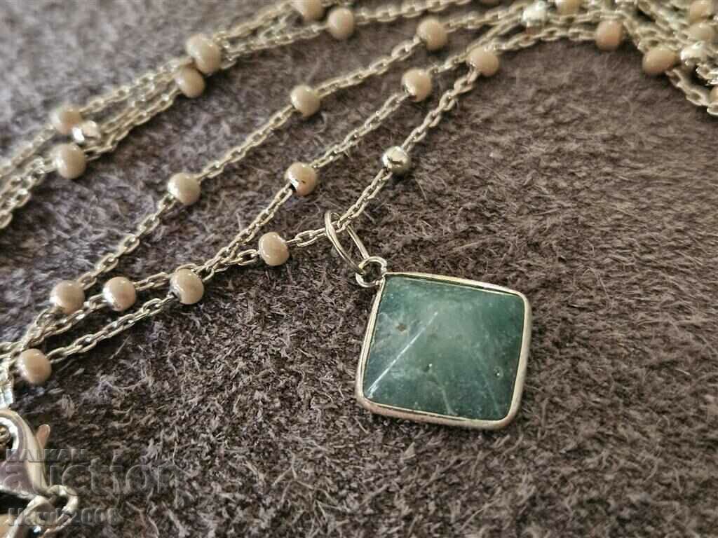 Auction  Designer silver jade necklace and long sindir necklace