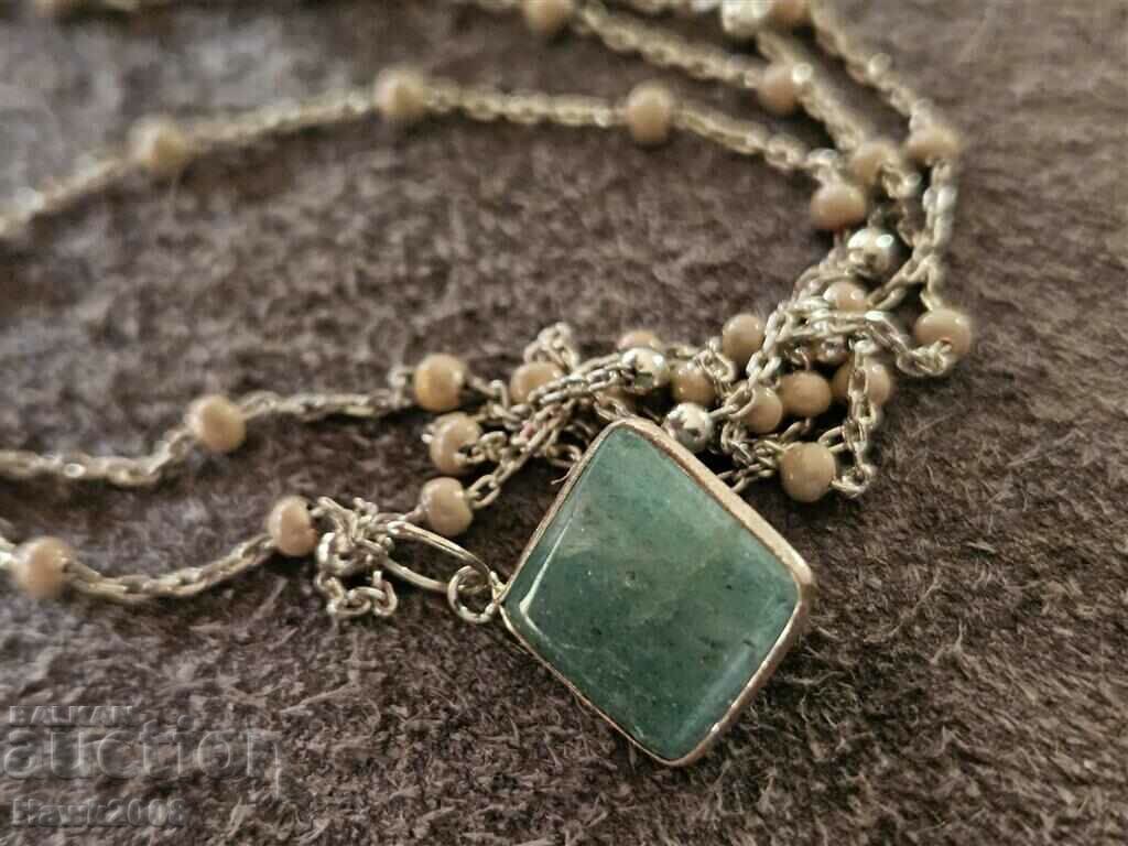 Designer silver jade necklace and long sindir necklace - 5
