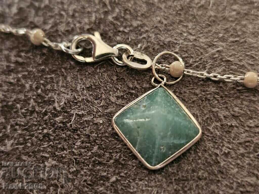 Designer silver jade necklace and long sindir necklace - 6