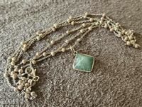 Designer silver jade necklace and long sindir necklace