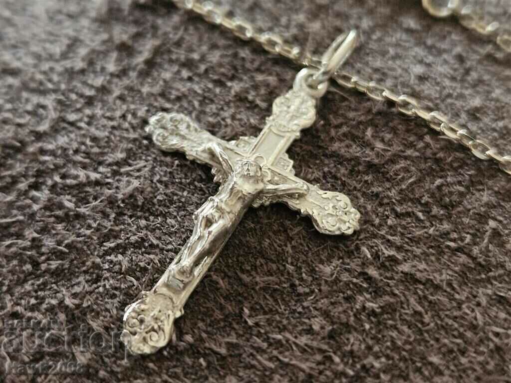 Πανέμορφο κολιέ Σταυρός Σταυρός Ασημένια Αλυσίδα Κολιέ με τιμή 70.00 BGN | € 35.79 Πανέμορφο κολιέ Σταυρός Σταυρός Ασημένια Αλυσίδα Κολιέ με τιμή 70.00 BGN | € 35.79