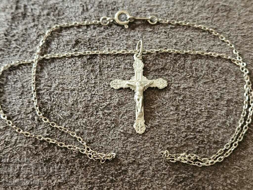 Παράδοση Πανέμορφο κολιέ Σταυρός Σταυρός Ασημένια Αλυσίδα Κολιέ Παράδοση Πανέμορφο κολιέ Σταυρός Σταυρός Ασημένια Αλυσίδα Κολιέ