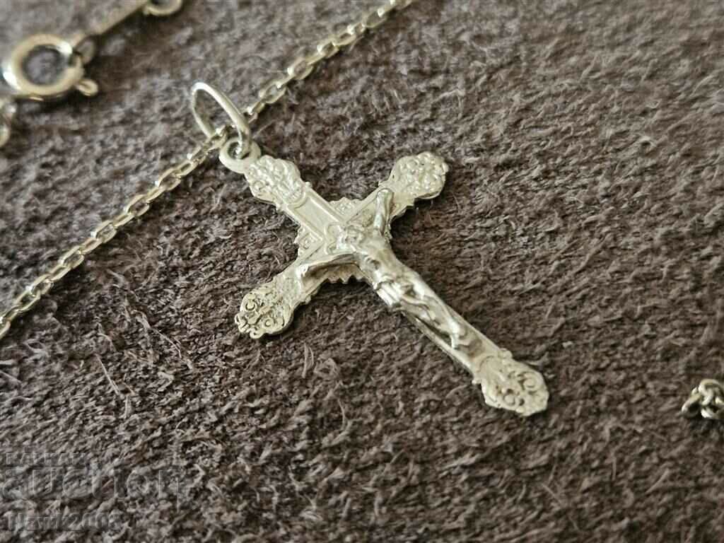 Πανέμορφο κολιέ Σταυρός Σταυρός Ασημένια Αλυσίδα Κολιέ - 5 Πανέμορφο κολιέ Σταυρός Σταυρός Ασημένια Αλυσίδα Κολιέ - 5