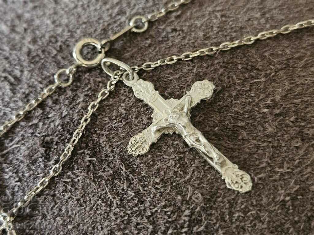 Πανέμορφο κολιέ Σταυρός Σταυρός Ασημένια Αλυσίδα Κολιέ - 6 Πανέμορφο κολιέ Σταυρός Σταυρός Ασημένια Αλυσίδα Κολιέ - 6