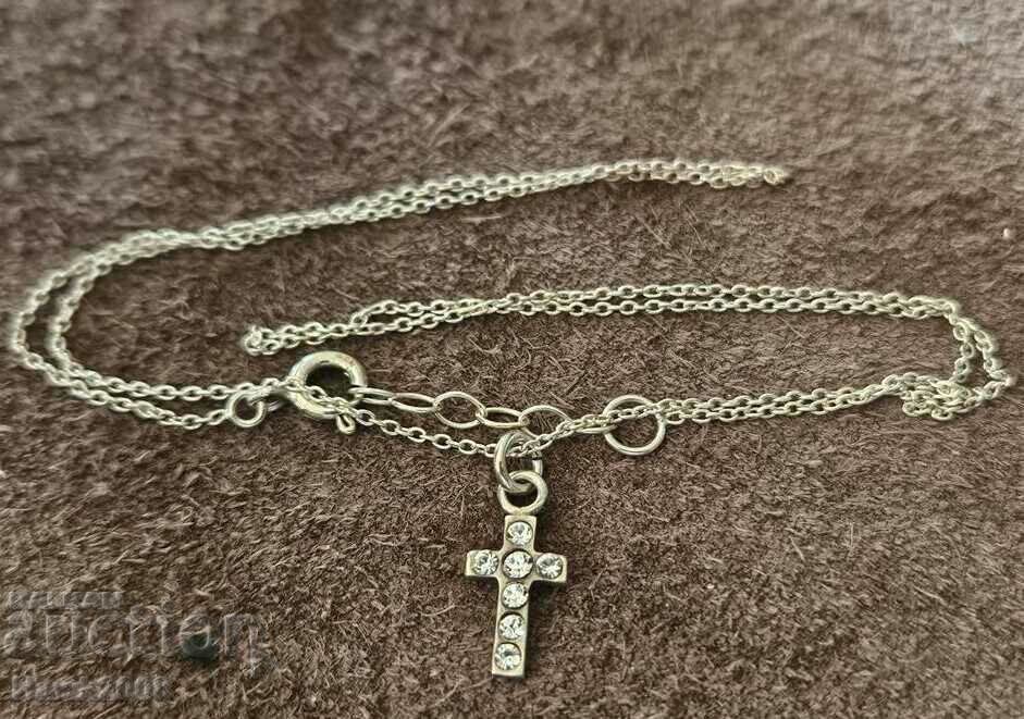 Cruce de argint cu cristale Colier unic de designer