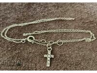 Cross silver with crystals Unique designer necklace choker