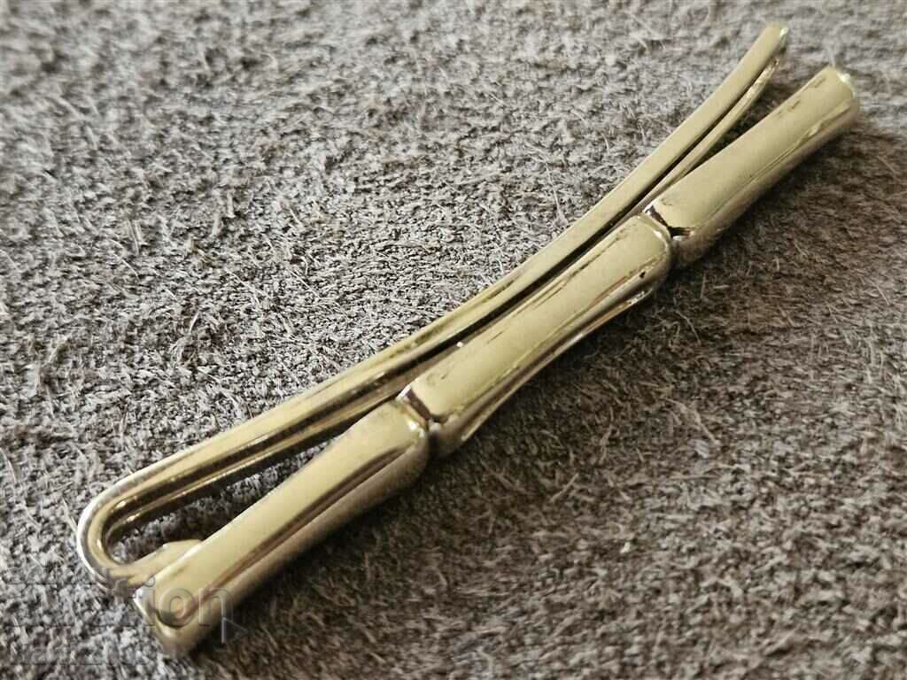 Unique Silver with thick gold plated clip tie pin - 5 Unique Silver with thick gold plated clip tie pin - 5