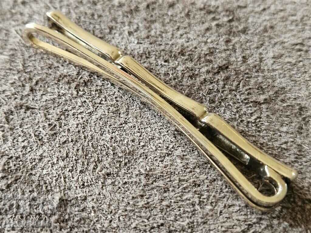 Unique Silver with thick gold plated clip tie pin - 6 Unique Silver with thick gold plated clip tie pin - 6