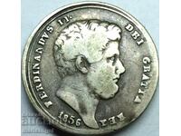 Неапол 20 грана 1856 Италия Фердинанд II сребро изкл. рядка