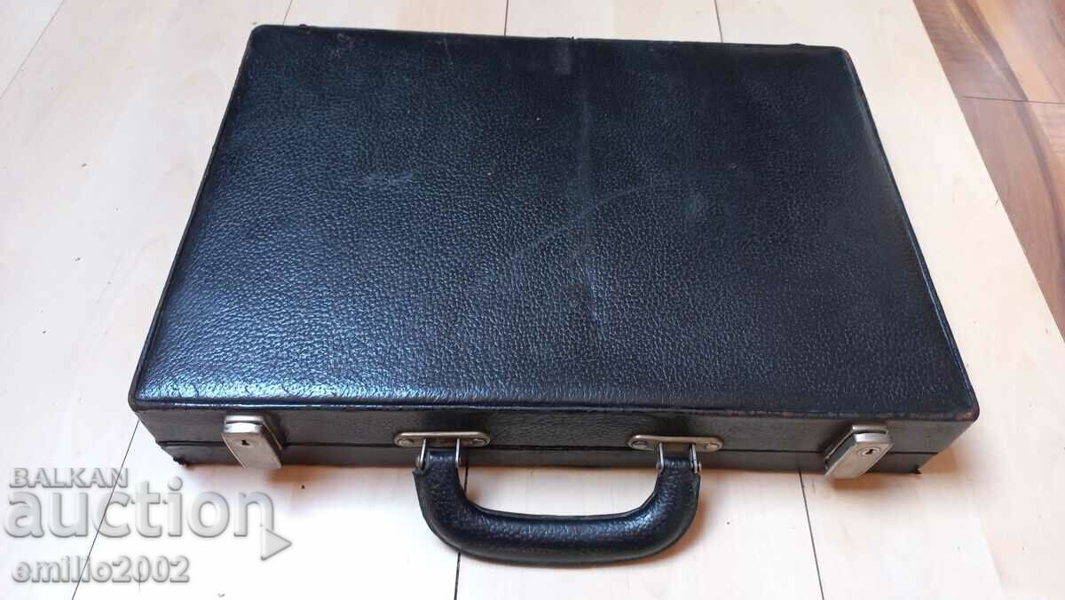 Leather briefcase retro social