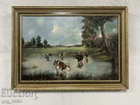 Great Painting Landscape Herd of Cows Oil Painting Canvas