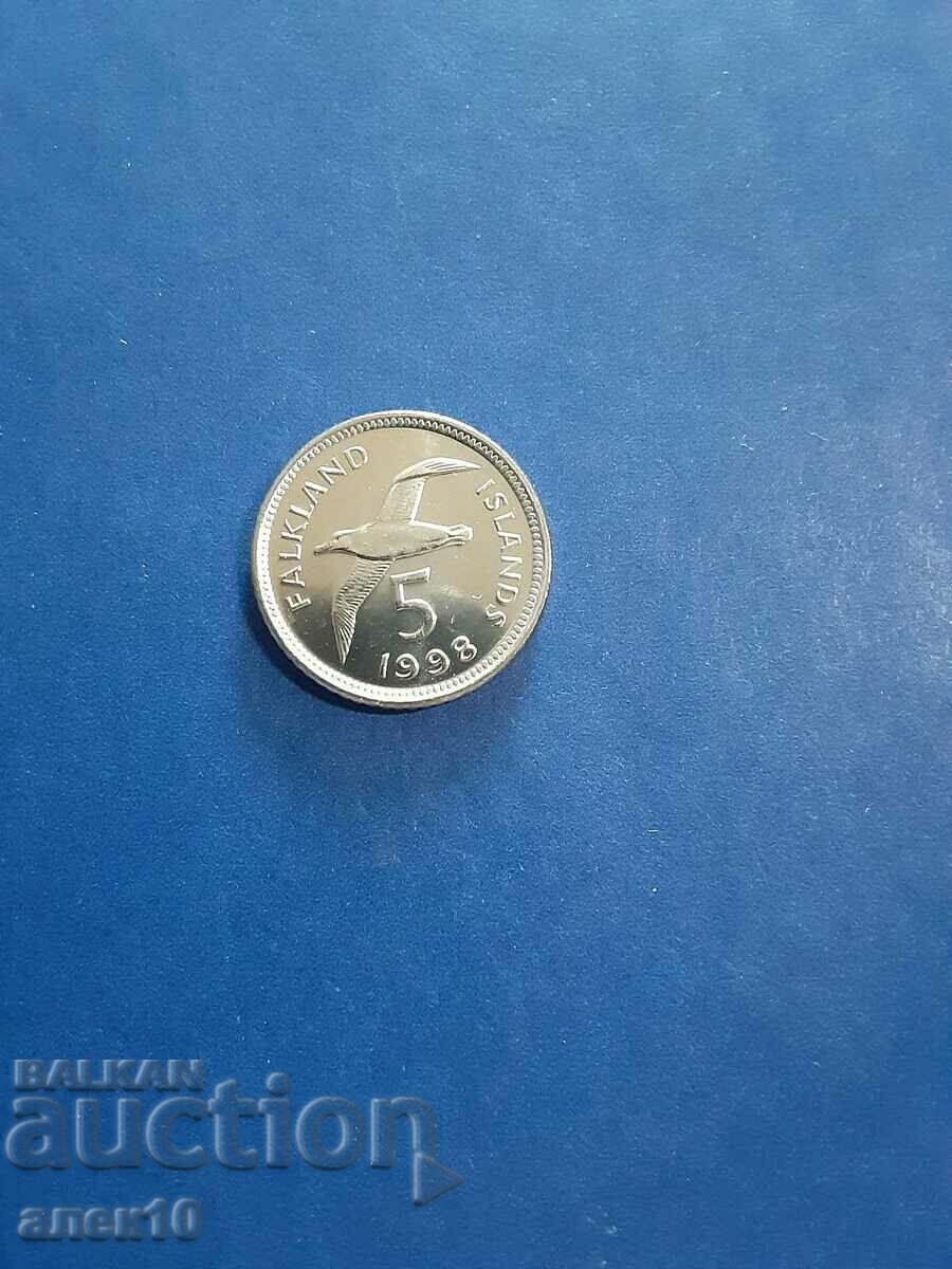 Фолкланд  5  цент  1998