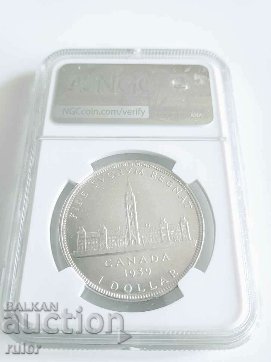 Καναδάς 1 δολάριο 1939 MS 62 NGC με τιμή € 180.00 | 352.05 BGN