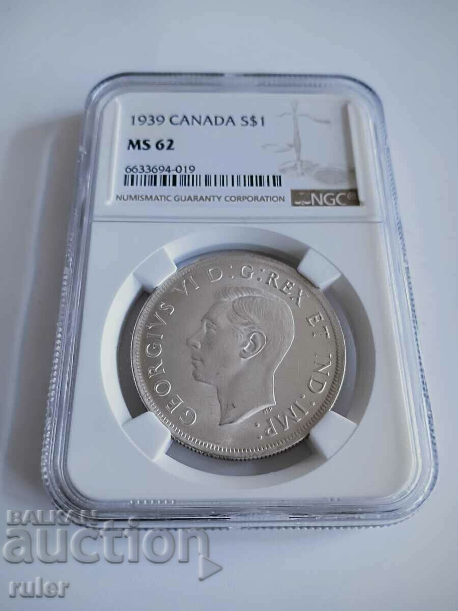 Canada 1 Dollar 1939 MS 62 NGC