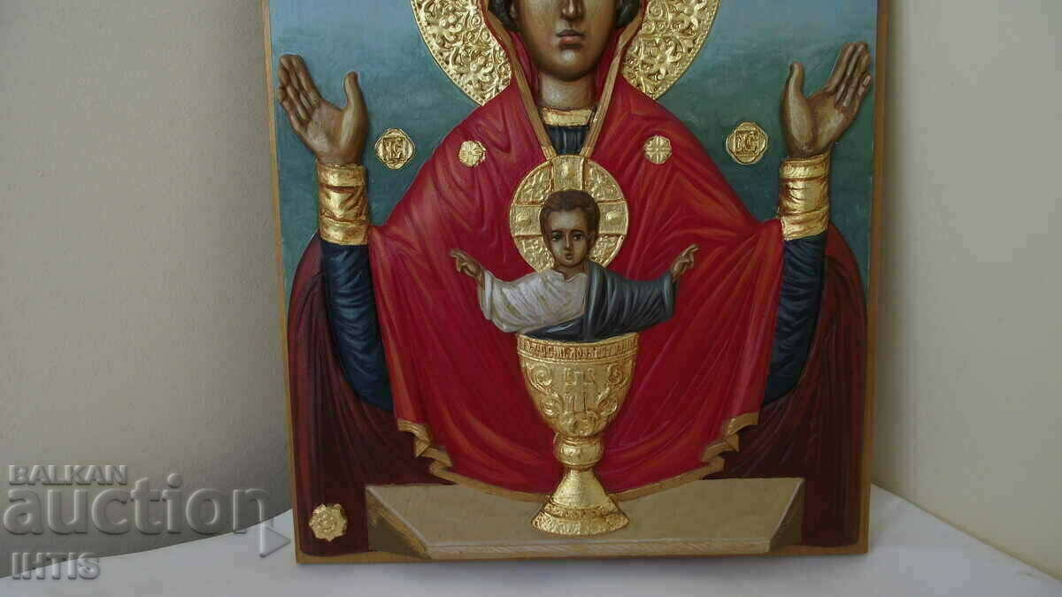 Livrarea ICONA-ICONA SCULTURĂ în LEMN a Fecioarei Maria și Iisus Hristos